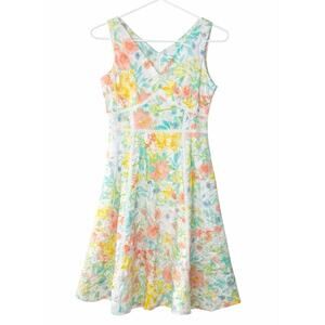 Calvin Klein Floral Eyelet Fit & Flare Dress Size 6 Spring Summer Cotton Size 6
